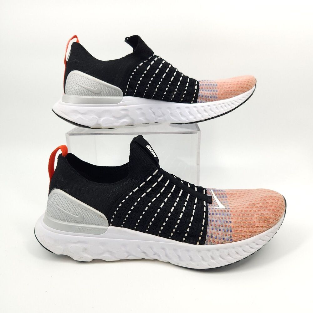 Nike React Phantom Run Flyknit 2 Shoes Mens Size 11.5 US Orange Black Running